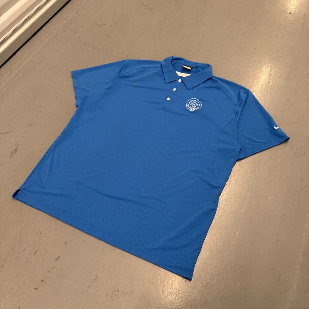 Nike Golf Dri-FIT Polo Shirt Royal Blue Logo Performance‎ Tour Men's XXL